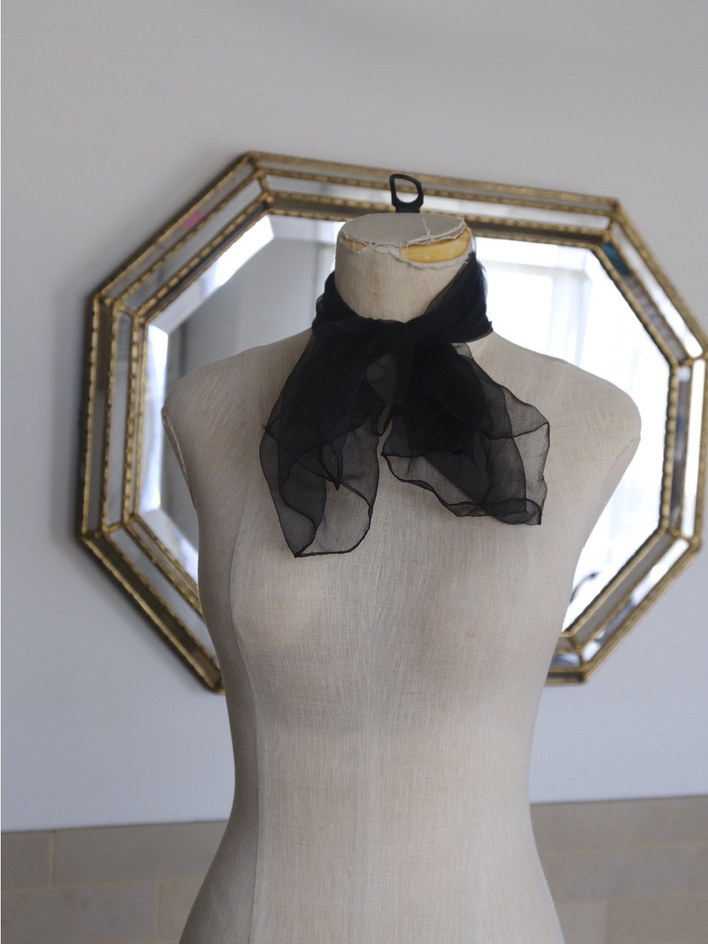 black sheer chiffon scarf